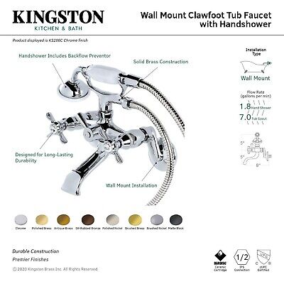 Kingston Brass KS286MB Essex Clawfoot Tub Faucet, Matte Black 9.13 x 7.25 x 6