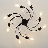 Modern Sputnik Ceiling Light Fixture 8 Light Black Industrial Chandeliers, Se...