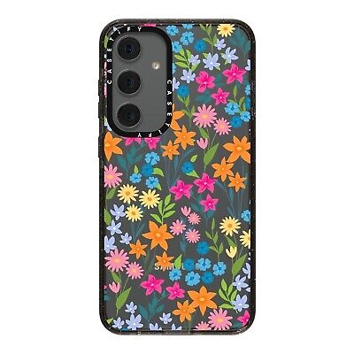 CASETiFY Impact Galaxy S24+ Case - Bright Spring Flowers - Clear Black