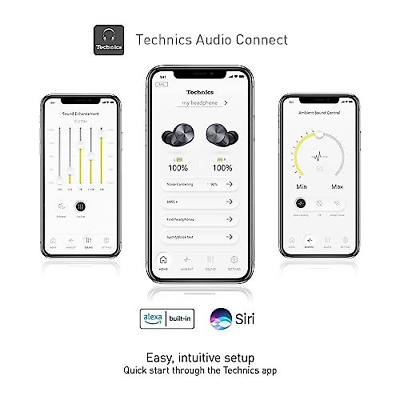 Technics HiFi True Wireless Multipoint Bluetooth Earbuds with multiple, Black