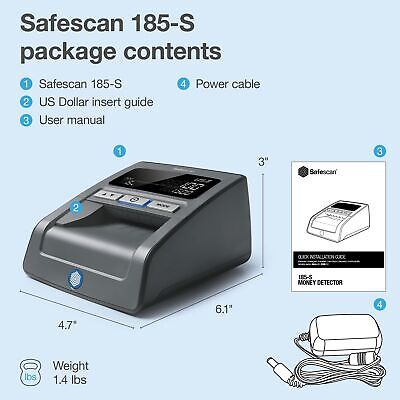 Safescan 185-S Multi-direction portable Counterfeit Bill Detector, 7-Point co...