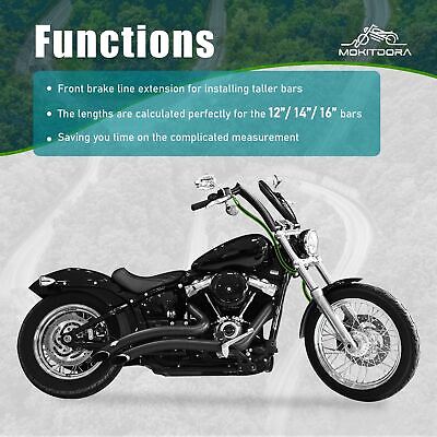 MoKitDora Dyna 14" Handlebar Front Brake Lines Oil Hose Stainless Steel Braid...