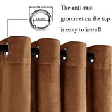 JIUZHEN Gold Brown Velvet Curtains 96 inches Blackout Curtains for Living Roo...