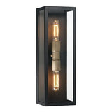 Lloyd - Modern Minimalist Metal and Glass Wall Mounted Outdoor Light, Matte B...