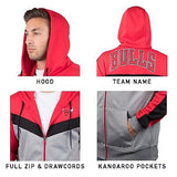 Ultra Game NBA Men's Contrast Back Cut Full Zip Hoodie Sweatshirt Chicago Bulls