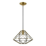 Livex Lighting 41323-01 Geometric Shade - 13.5" One Light Mini Pendant, Antiq...