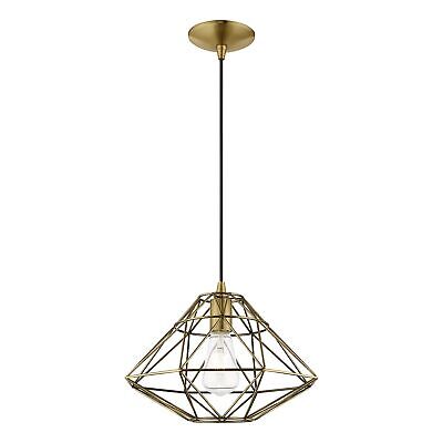 Livex Lighting 41323-01 Geometric Shade - 13.5" One Light Mini Pendant, Antiq...