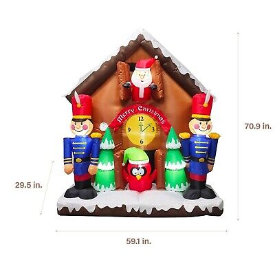 Fraser Hill Farm 6-Ft. Tall Santa Nutcracker Cuckoo Clock Blow Up Inflatable ...