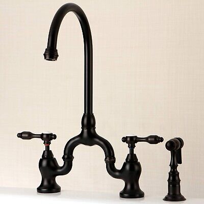 Kingston Brass KS7795TALBS Tudor Bridge Kitchen Faucet, Oil Rubbed Bronze, 13...