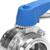 DERNORD Butterfly Valve with Blue Trigger Handle Stainless Steel 304 Tri Clam...