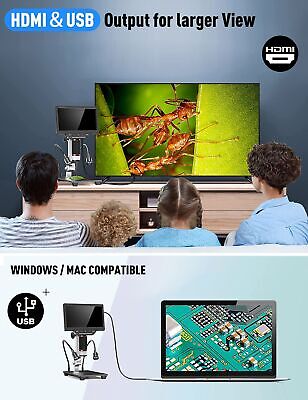 10" HDMI LCD Digital Microscope 1500X,Coin Microscope for Adults with 16MP Ca...