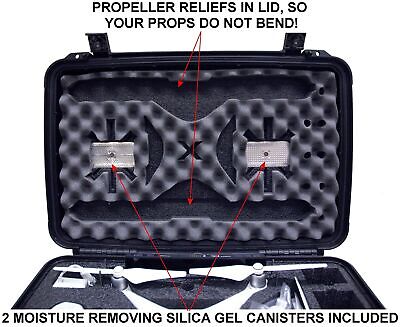 Case Club Pre-Cut Waterproof Drone Case with Wheels, Extension Handle & 2 Moi...