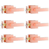 Leydebong 6 Pack Premium Polished Rose Gold Closet Door Handles Passage Funct...