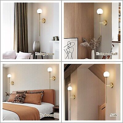 BOKT Mid Century Modern Long Wall Sconce Brushed Brass Bathroom Vanity Wall S...