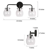 KSANA Black Bathroom Light Fixtures, 3 Light Matte Black Vanity Lights for Ba...