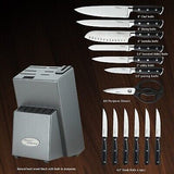 Marco Almond&#174; Kitchen Knife Set with Block KYA31,14 Pieces Japanese Stainle