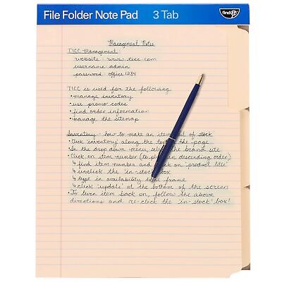 Find It File Folder Notepad - Pack of 72-9.5 x 12.5 Inch Notebook Organizer F...