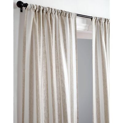 Solino Home 100% Pure Linen Curtain 108 Inches Long &#8211; Natural and White Li