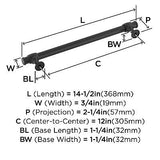 Amerock BP54065FB | Matte Black Appliance Pull | 12 inch (305mm) Center-to-Ce...