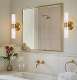 Kira Home Duo 14" Modern Wall Sconce with Frosted Glass Shades, for Bathroom/...