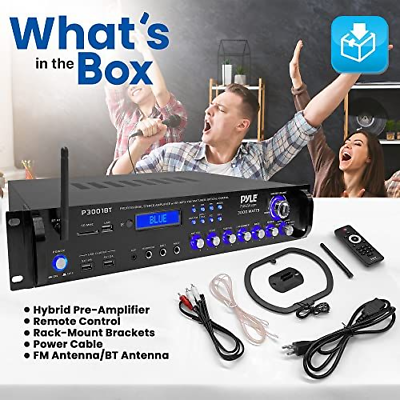 Pyle Bluetooth Hybrid Amplifier Receiver - 3000 Watt Home Theater Black