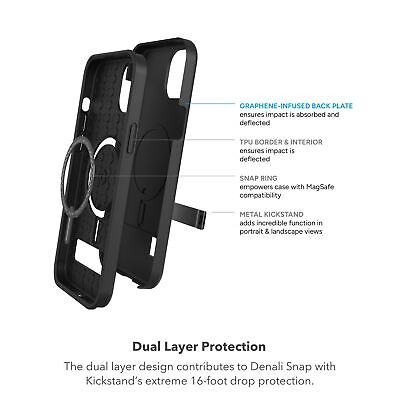 ZAGG Denali Snap iPhone 15 Plus/ 14 Plus Case with Kickstand - Drop Protectio...