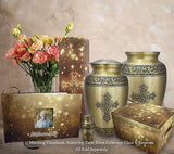 Gold Love of Christ Cremation Urn for Human Ashes Adult Female for Burial & H...