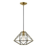 Livex Lighting 41323-01 Geometric Shade - 13.5" One Light Mini Pendant, Antiq...