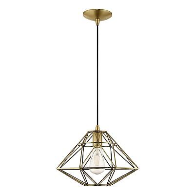 Livex Lighting 41323-01 Geometric Shade - 13.5" One Light Mini Pendant, Antiq...