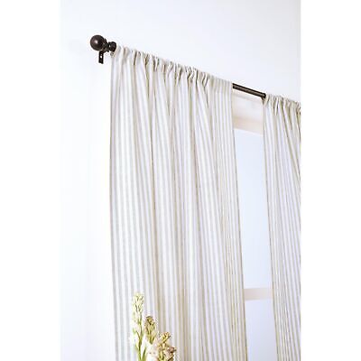 Solino Home Stripe Linen Curtain 96 Inches Long &#8211; Natural and White Light