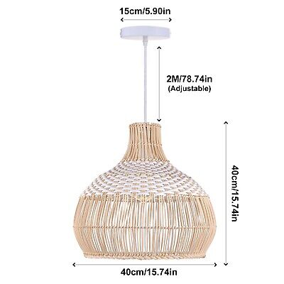 1 Light Rattan Pendant Light Fixture Ceiling Lights Chandelier Handwoven Pend...