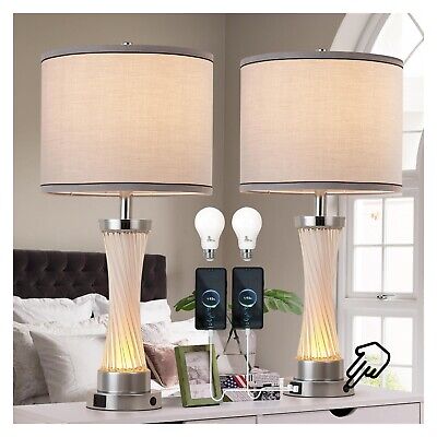 3-Way Dimmable Table Lamp Set of 2,Touch Control Lamp with Night Light,Modern...