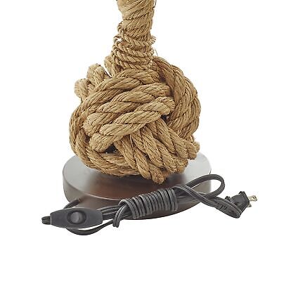 Deco 79 Jute Rope Room Table Lamp Twisted Rope Accent Lamp with Linen Shade, ...