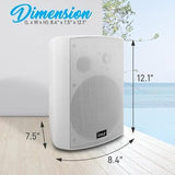 Outdoor Wall-Mount Patio Stereo Speaker - Waterproof Bluetooth 6.5 in, White