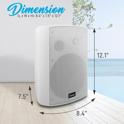 Outdoor Wall-Mount Patio Stereo Speaker - Waterproof Bluetooth 6.5 in, White