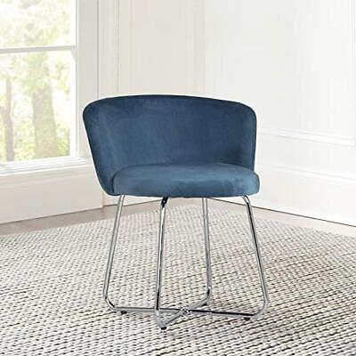 Hillsdale, Marisol Round Metal and Upholstered Vanity Stool, Blue