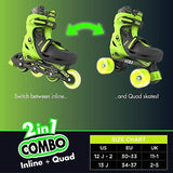 Yvolution 4 Adjustable Sizes Roller Skates Light Up Wheels for Girls Boys for...