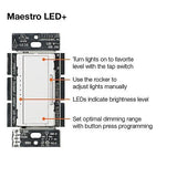 Lutron Maestro LED+ Dimmer Switch Kit for Dimmable LED, Halogen and Incandesc...