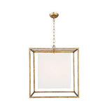 AA Warehousing 1-Light Rectangle Chandelier in Antique Gold Finish with Linen...