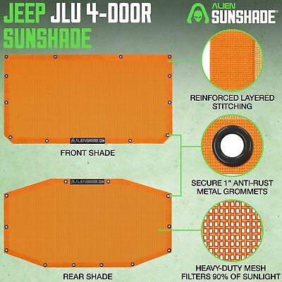 Alien Sunshade Jeep Wrangler Sunshade JLU (2018-2023) - Front & Rear Jeep JL ...