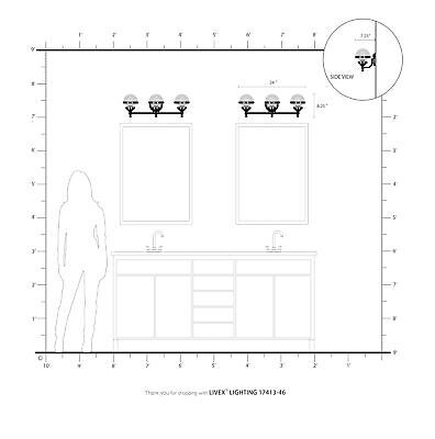 Livex Lighting 3 Light Polished Black Chrome Bath Vanity,17413-46 24"W x 8.25"H