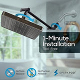 SparkPod Square Rain Shower Head with Shower Head Extension Arm - High Pressu...