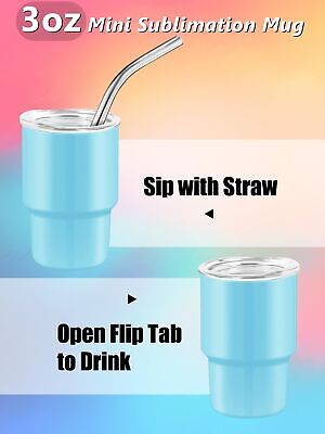 12 Pcs 3 oz Mini Tumbler Shot Glass Set with Straw and Lid, Mini Stainless St...