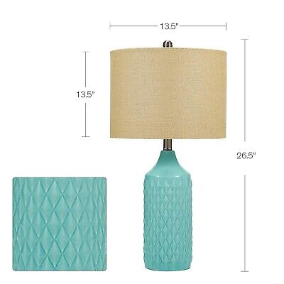 Catalina Lighting 19970-000 Modern Quilted Ceramic Table Lamp with Linen Drum...