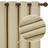 Deconovo Linen 100% Blackout Grommet Curtains for Bedroom and Living Room,Bei...