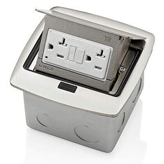 Leviton PFGF2-BN Pop-Up Floor Box with 20 Amp, Tamper-Resistant Self-Test GFC...