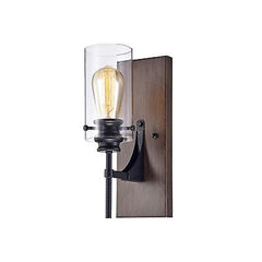 Warehouse of Tiffany WM065/1 Stravo 1-Light Black and Faux Wood Finish Metal ...