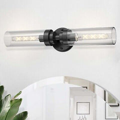 HASUN Black Bathroom Light Fixtures Vanity Lights with Clear Glass, 2 Light M...