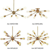 VINLUZ 8-Light Sputnik Chandelier Brushed Brass Semi Flush Mount Ceiling Ligh...