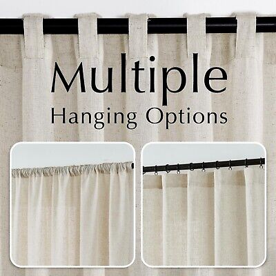 jinchan Linen Blend Beige Curtains 120 Inch Extra Long for Living Room Farmho...